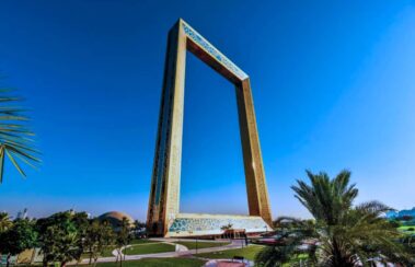 An aerial perspective of the famous Dubai Frame