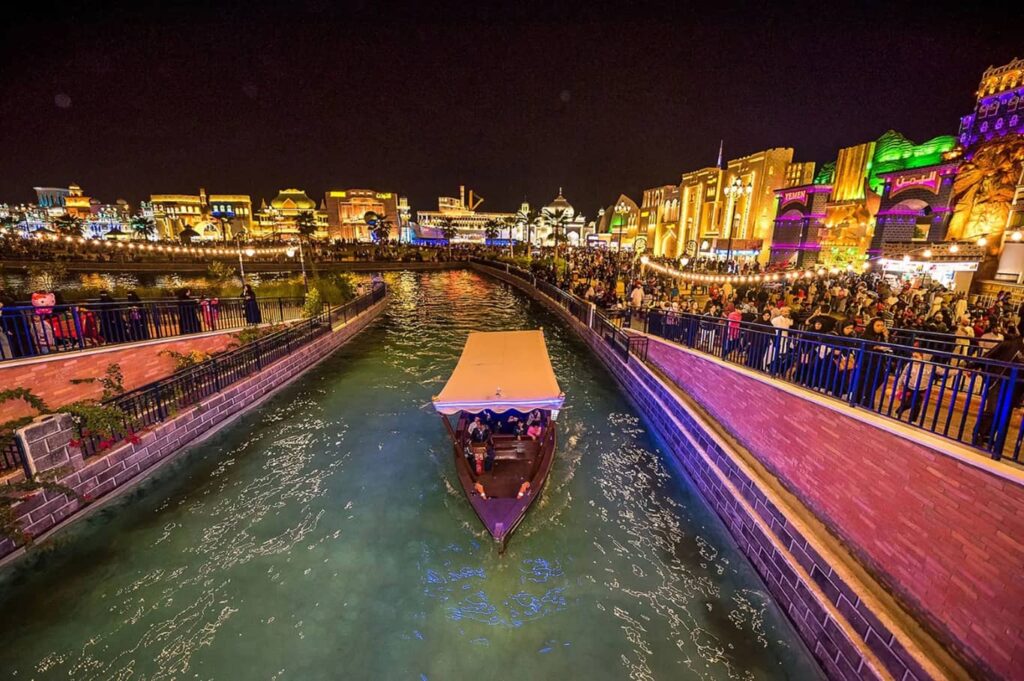 Global Village Dubai Tickets lighting View and Boat in the Water