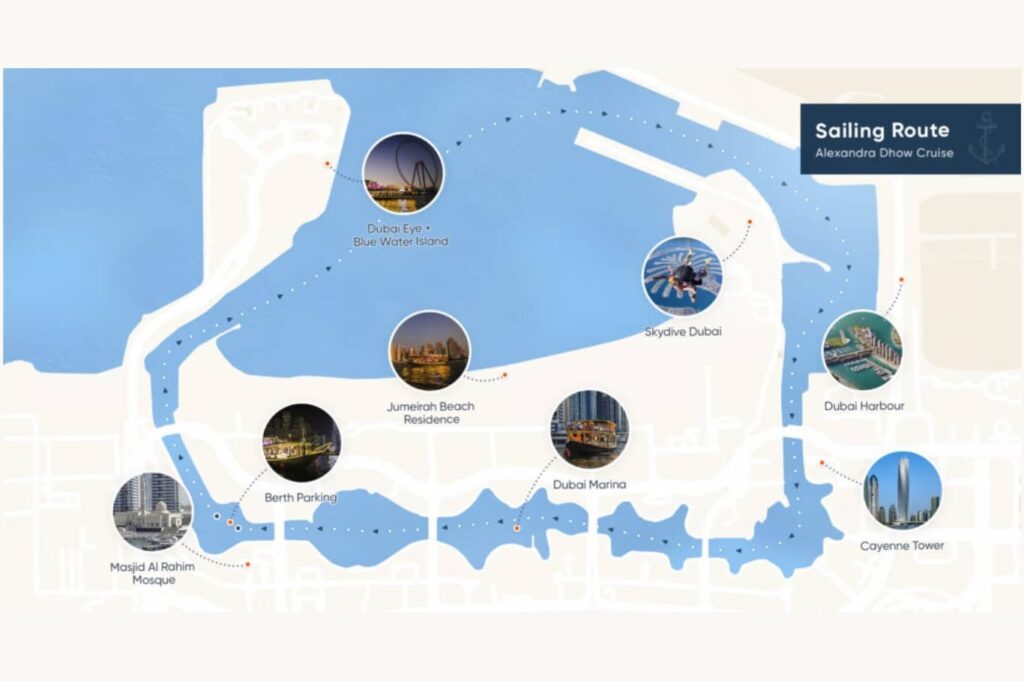 Alexandra Dhow Cruise Dubai Marina Route Map