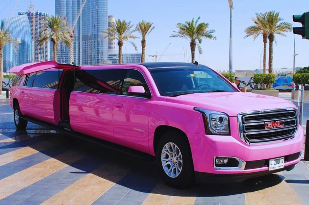 GMC Pink Panther Limousine Dubai 22 Seats for Passengers