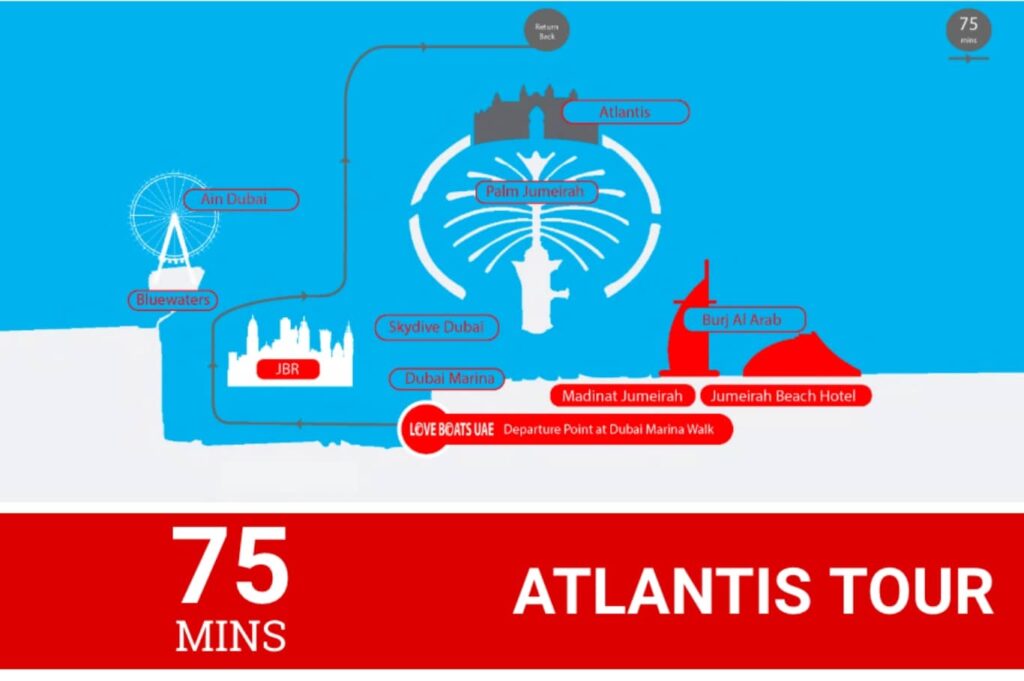 Love Boat 75 Minutes Tour Dubai Route Map