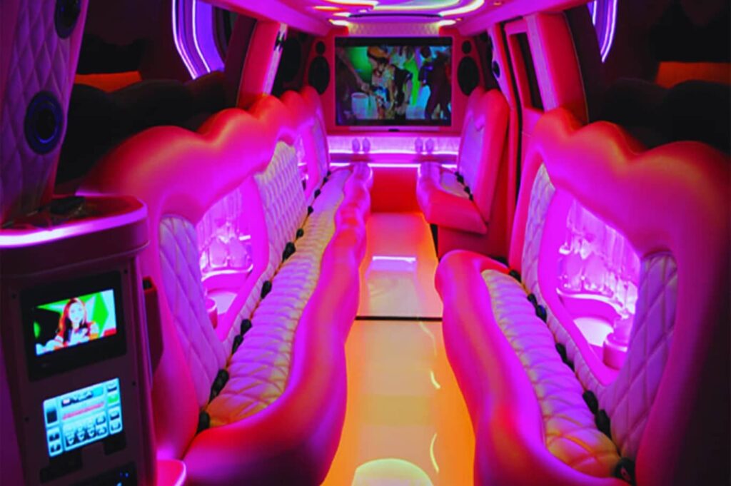 GMC Pink Panther Limousine Dubai Interior Leather