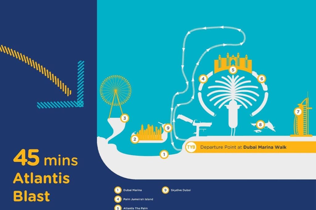 Yellow Boats Tour Dubai 45 Mins Route Map