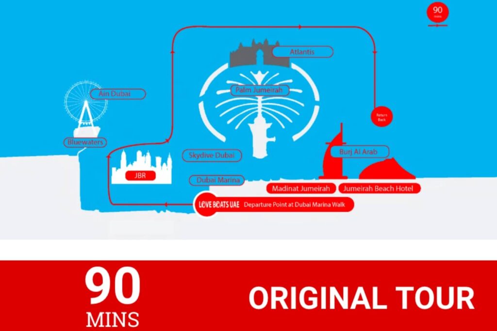 Love Boat 90 Minutes Tour Dubai Route Map