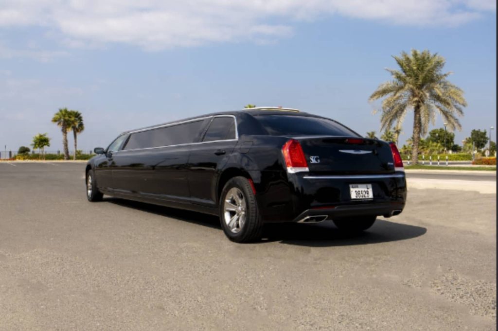 Super Chrysler Limousine Black Back View